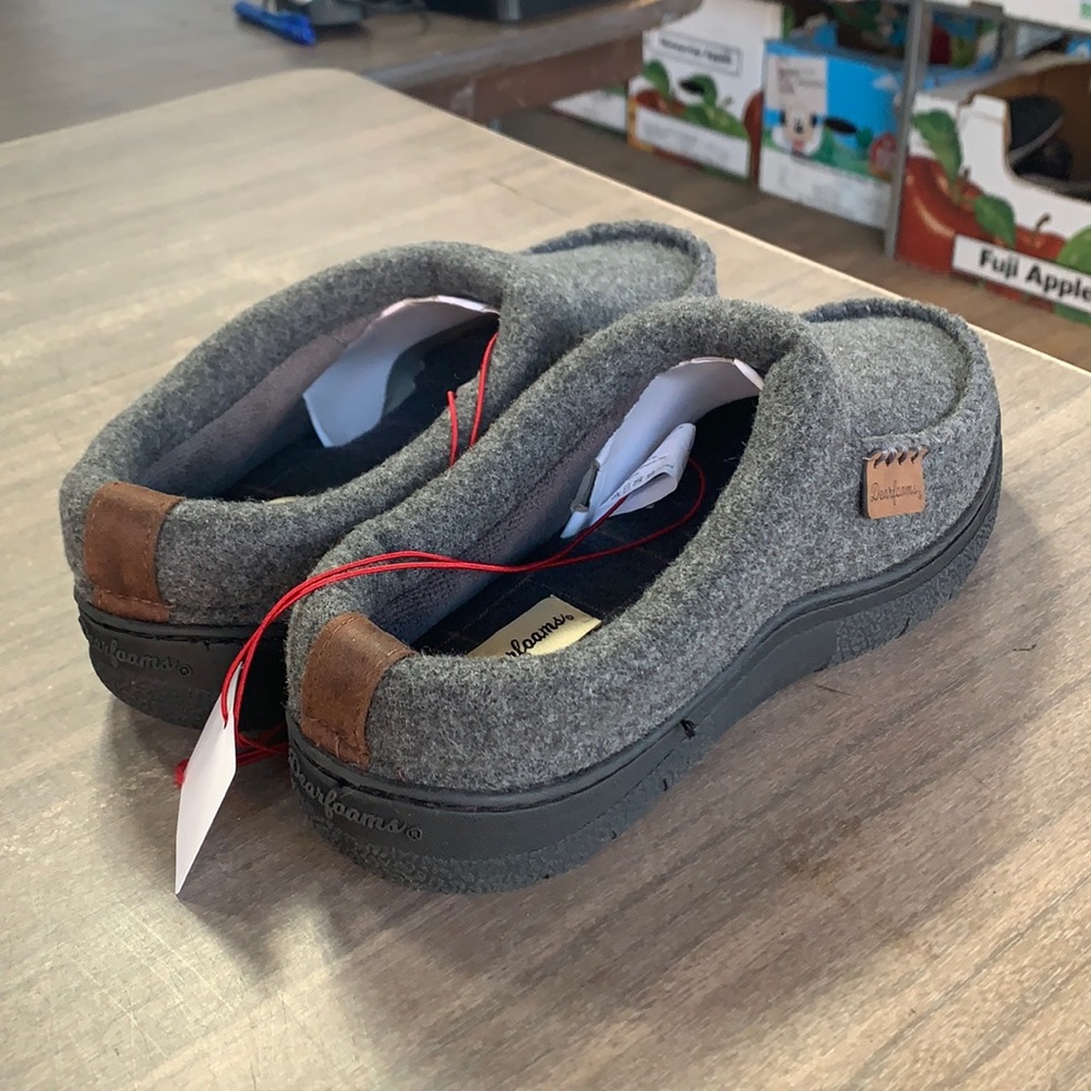 NWT 2020 Men’s Dearfoams Indoor Outdoor Slippers Gray Heather - Picture 2 of 7